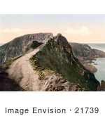 #21739 Historical Stock Photography Of The Narrow Unpaved Road Of The Coupee Isthmus In Sark Channel Islands England