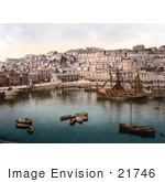 #21746 Historical Stock Photography Of Boats In The Harbour Of Brixham Devon England United Kingdom