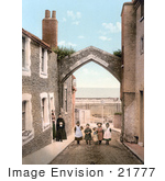 #21777 Historical Stock Photography Of People At York Gate Over Harbour Street Broadstairs Kent England Uk