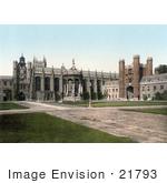 #21793 Historical Stock Photography Of The Great Court And Fountain And Great Gate At Trinity College Cambridge Cambridgeshire England Uk