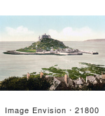 #21800 Historical Stock Photography Of St Michael’S Mount Castle On Mount’S Bay Penzance Penwith Cornwall England United Kingdom