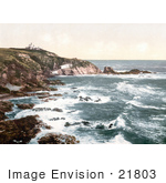 #21803 Historical Stock Photography Of The Lizard Lighthouse At Lizard Point Cornwall England