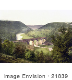 #21839 Historical Stock Photography Of The Headstone Viaduct Of The Midland Railway Over The Wye River Mansal Dale Derbyshire England