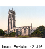 #21846 Historical Stock Photography Of The Tower Of St Johns Church In Glastonbury Somerset England