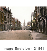 #21861 Historical Stock Photography Of Storefront Buildings And Street Scene Of Westgate Street In Gloucester England