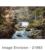 #21863 Historical Stock Photography Of The Nunnery Walks Waterfall Where The Croglin Water Joins The River Eden England