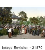 #21870 Historical Stock Photography Of People Enjoying Band Playing Music In A Gazebo In The Harrogate Valley Gardens North Yorkshire England