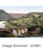 #21891 Historical Stock Photography Of The Midland Railway Headstone Viaduct Crossing The Wye River In Monsal Dale Derbyshire England