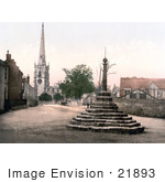 #21893 Historical Stock Photography Of The Market Cross St Wystan’S Church And Repton School In Derbyshire England