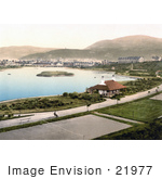 #21977 Stock Photography Of Tennis Courts And Hotels Around The Mooragh Park Lake In Ramsey Isle Of Man England