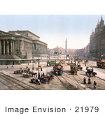 #21979 Stock Photography Of Trams And Horse Drawn Carriages On Lime Street At St George’S Hall In Liverpool England