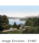 #21987 Stock Photography Of A View Of The Gardens And Boats On The Lake From Belsfield Hotel Windermere Cumbria Lake District England