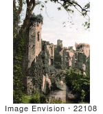 #22108 Stock Photography Of The Ruins Of The Raglan Castle Or Castell Rhaglan Covered In Ivy Monmouthshire Wales England
