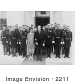 #2211 President And Mrs Coolidge With Military Aides