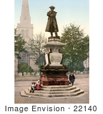 #22140 Historical Stock Photography Of The Statue Of John Howard Near St Pauls Church In Bedford Bedfordshire England Uk