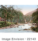 #22143 Historical Stock Photography Of The Refreshment House By The Water Watersmeet Lynton And Lynmouth Devon England