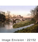 #22152 Historical Stock Photography Of A Bridge Crossing The Eamont River By The Brougham Castle Ruins Near Penrith Cumbria England Uk