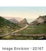 #22167 Historical Stock Photography Of The Castle Rock In The Valley Of Rocks Lynton And Lynmouth Devon England