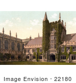 #22180 Historical Stock Photography Of Ivy Growing On The Founder’S Tower And Cloisters Of Magdalen College Oxford England