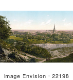 #22198 Historical Stock Photography Of A Man Lying On The Grass And Viewing The City Of Salisbury Wiltshire England Uk