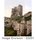 #22201 Historical Stock Photography Of The Ruins Of Scarborough Castle In Scarborough North Yorkshire England Uk