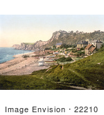 #22210 Historical Stock Photography Of Boats Near Beachfront Houses On The Steephill Cove In Ventnor Isle Of Wight England Uk