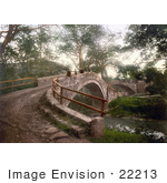 #22213 Historical Stock Photography Of People On The Beggar’S Bridge Over The Esk River In Glaisdale North Yorkshire England Uk