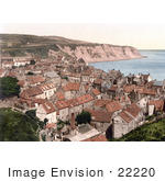 #22220 Historical Stock Photography Of Houses On Robin Hood’S Bay In Bay Town Whitby North Yorkshire England Uk