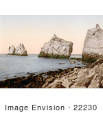 #22230 Historical Stock Photography Of The Lighthouse On The Needles On The Alum Bay Isle Of Wright England Uk