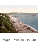 #22240 Historical Stock Photography Of Boats And Changing Saloon Carts On The Beach Near The Pier In Sandown Isle Of Wight England Uk