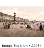 #22264 Historical Stock Photography Of People Enjoying The Beach By The Jubilee Clock Tower In Weymouth Dorset England Uk
