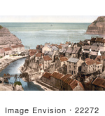 #22272 Historical Stock Photography Of The Roxby Beck River Through The Village Of Staithes In North Yorkshire England Uk