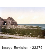 #22279 Historical Stock Photography Of The Cave On The Beach Of Thornwick Bay On The North Sea In Flamborough England
