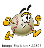 #22357 Clip Art Graphic Of A Baseball Cartoon Character Running