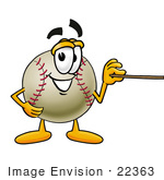 #22363 Clip Art Graphic Of A Baseball Cartoon Character Holding A Pointer Stick