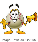 #22365 Clip Art Graphic Of A Baseball Cartoon Character Screaming Into A Megaphone