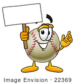 #22369 Clip Art Graphic Of A Baseball Cartoon Character Holding A Blank Sign
