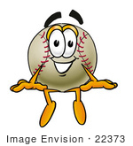 #22373 Clip Art Graphic Of A Baseball Cartoon Character Sitting