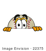 #22375 Clip Art Graphic Of A Baseball Cartoon Character Peeking Over A Surface