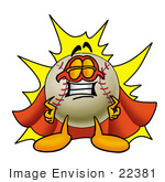 #22381 Clip Art Graphic Of A Baseball Cartoon Character Dressed As A Super Hero