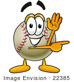 #22385 Clip Art Graphic Of A Baseball Cartoon Character Waving And Pointing