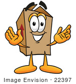 #22397 Clip Art Graphic Of A Cardboard Shipping Box Cartoon Character With Welcoming Open Arms