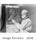#2246 Henry K Bush-Brown Creating Bas-Relief Portrait Of Calvin Coolidge