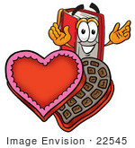 #22545 Clip Art Graphic Of A Book Cartoon Character Holding A Red Rose On Valentines Day