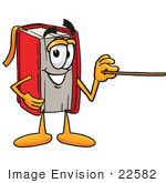 #22582 Clip Art Graphic Of A Book Cartoon Character Holding A Pointer Stick