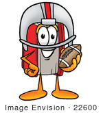 #22600 Clip Art Graphic Of A Book Cartoon Character In A Helmet Holding A Football