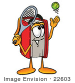 #22603 Clip Art Graphic Of A Book Cartoon Character Preparing To Hit A Tennis Ball