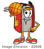 #22606 Clip Art Graphic Of A Book Cartoon Character Spinning A Basketball On His Finger