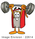 #22614 Clip Art Graphic Of A Book Cartoon Character Holding A Heavy Barbell Above His Head