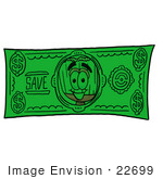 #22699 Clip Art Graphic Of A Straw Broom Cartoon Character On A Dollar Bill